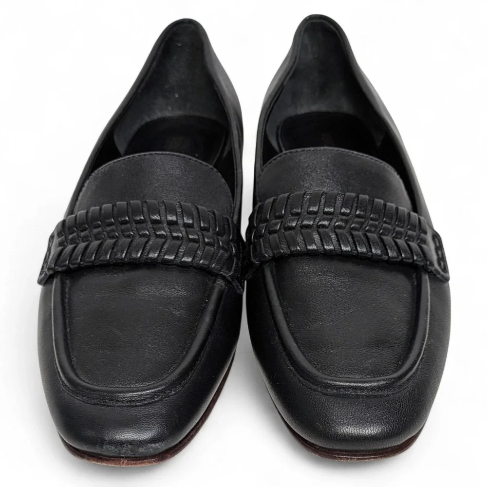 Veronica Beard Arlie Black Nappa Leather Braided Loafers Italy 6.5M - Picture 3 of 10